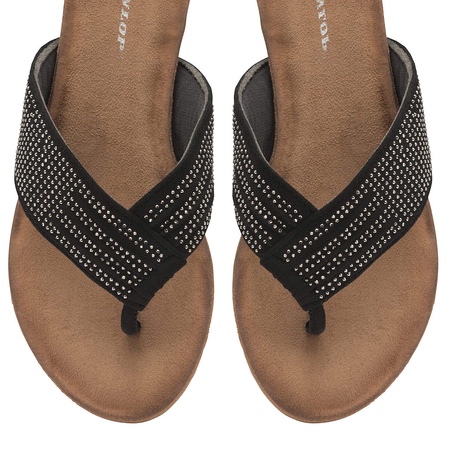 Dunlop Clarice Studded V Sandals - Black
