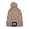 USB Rechargeable Waterproof LED Lighted Beanie Cap with Sherpa Lining and Faux Fur Baubble (Size 26x20 Cm) - Beige