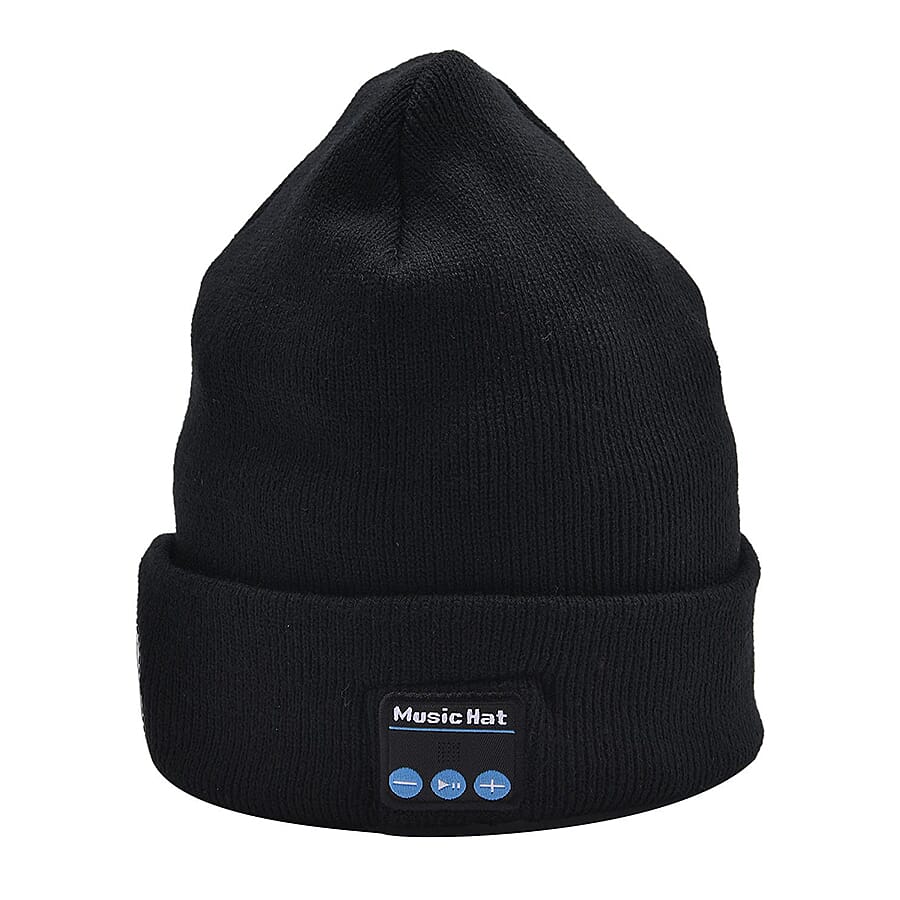 DOD-  LED Light Up Beanie Music Hat with Headphones - Black