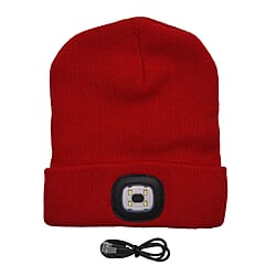 DOD-  LED Light Up Beanie Music Hat with Headphones - Red