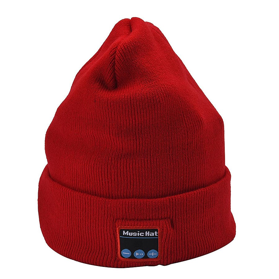 LED Light Up Beanie Music Hat with Headphones - Red
