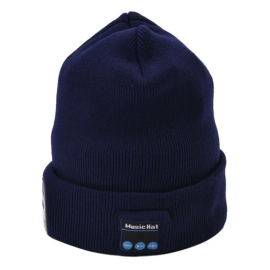 LED Light Up Beanie Music Hat with Headphones - Blue