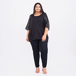 Tamsy Viscose Sequin Top - Black