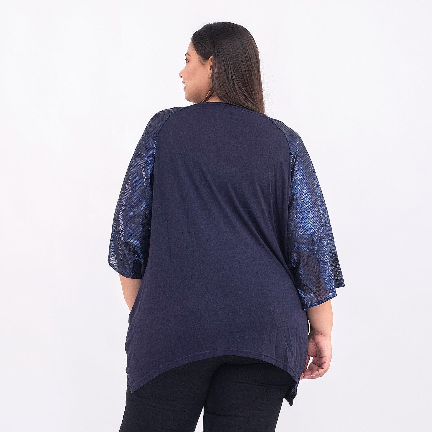 Tamsy Viscose Sequin Top - Black