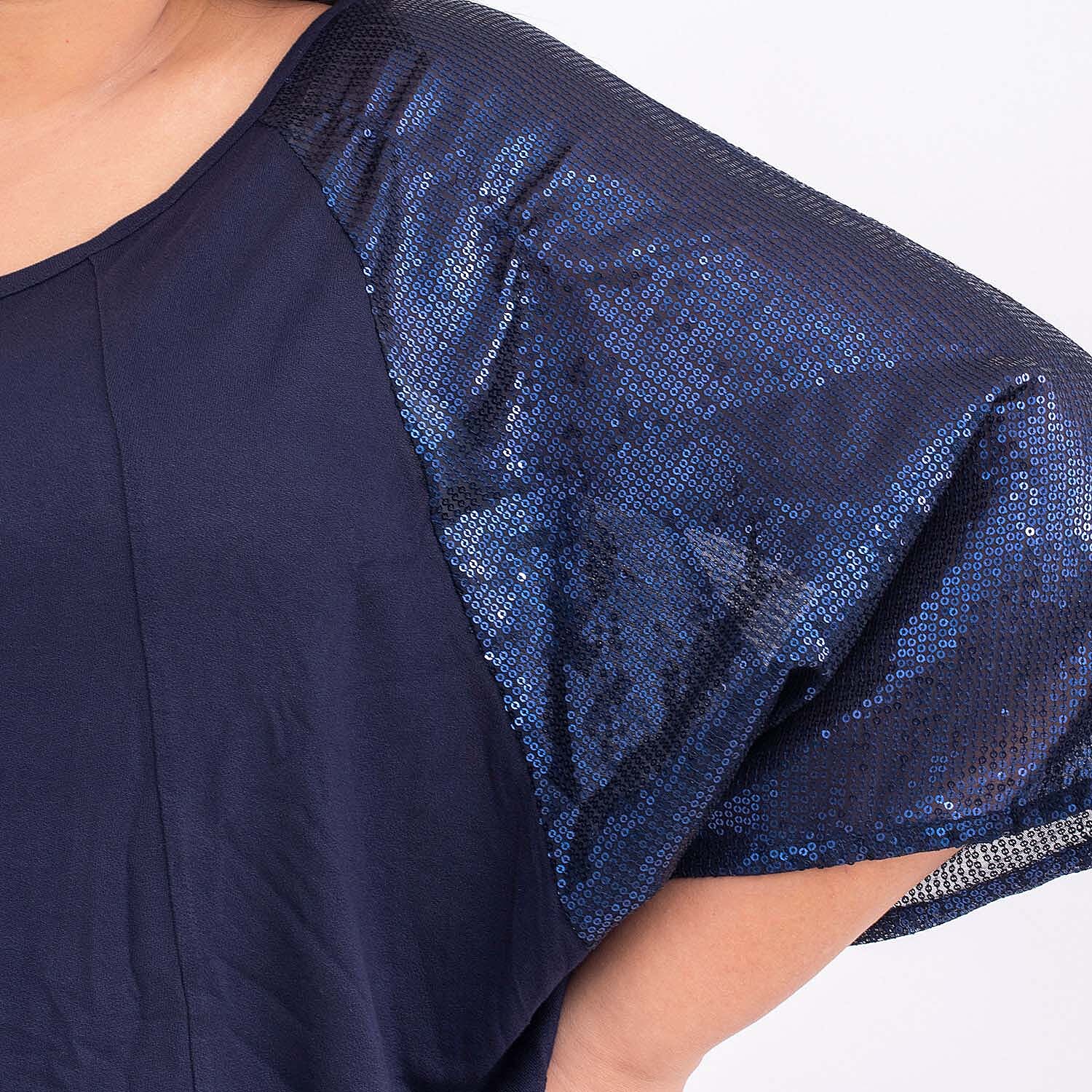 Tamsy Viscose Sequin Top - Black