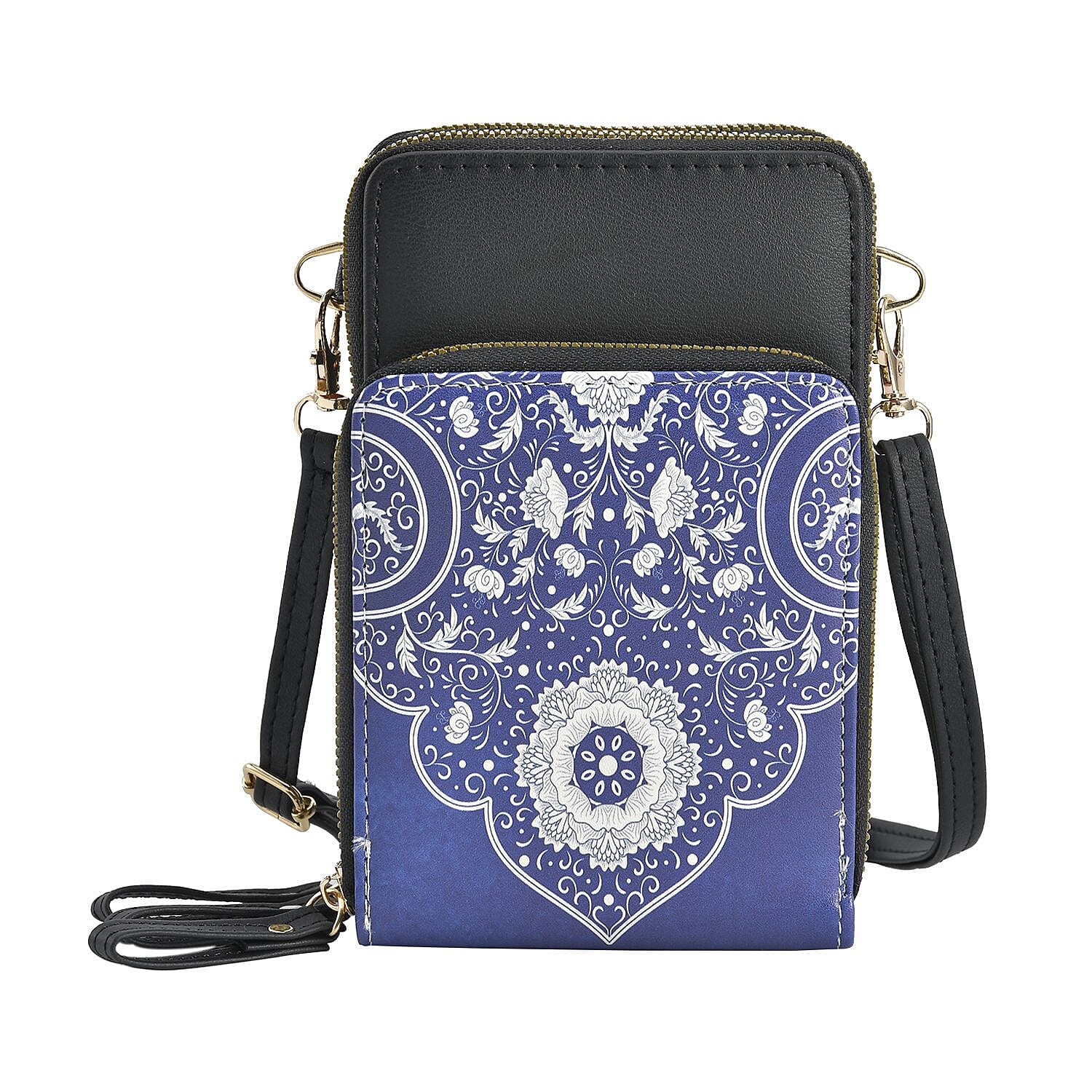 PU Patterned Crossbody Bag - Navy