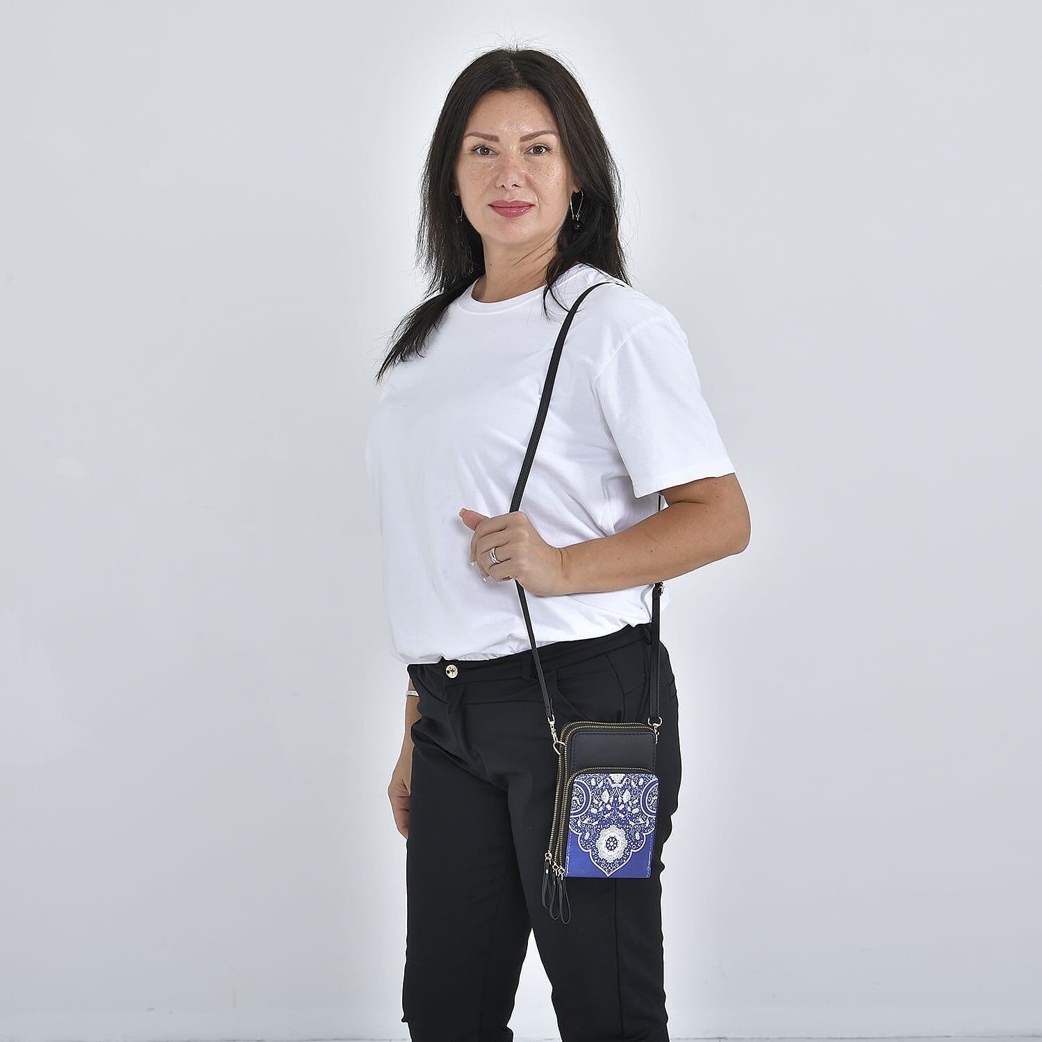 PU Patterned Crossbody Bag - Navy