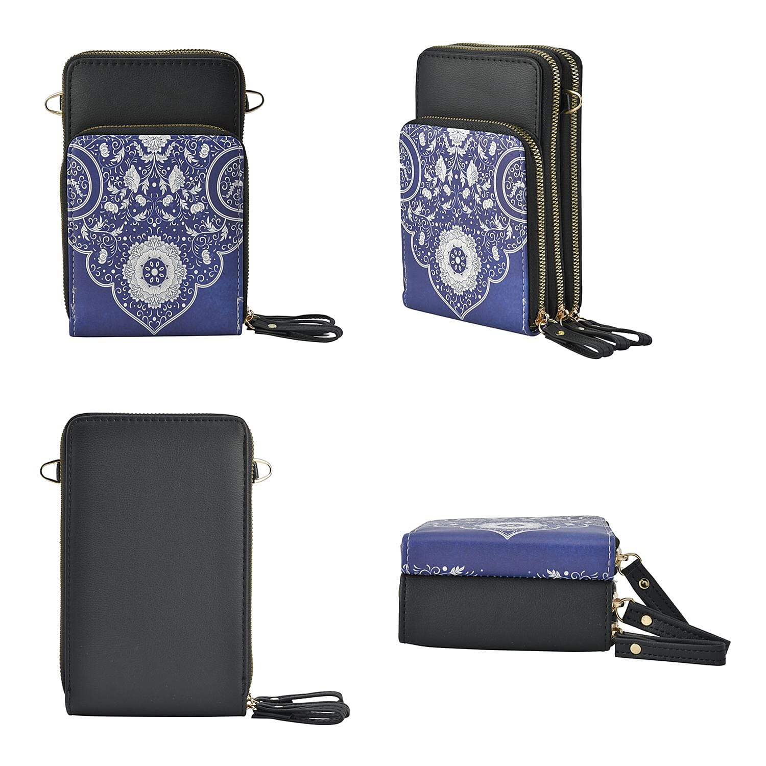 PU Patterned Crossbody Bag - Navy