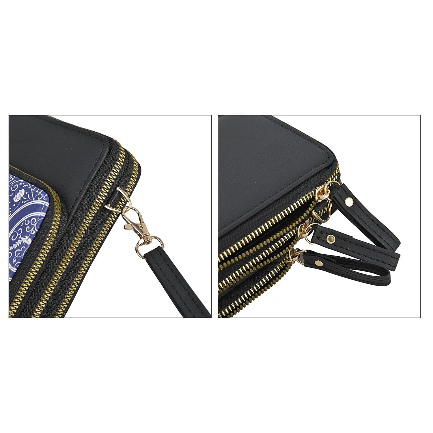 PU Patterned Crossbody Bag - Navy