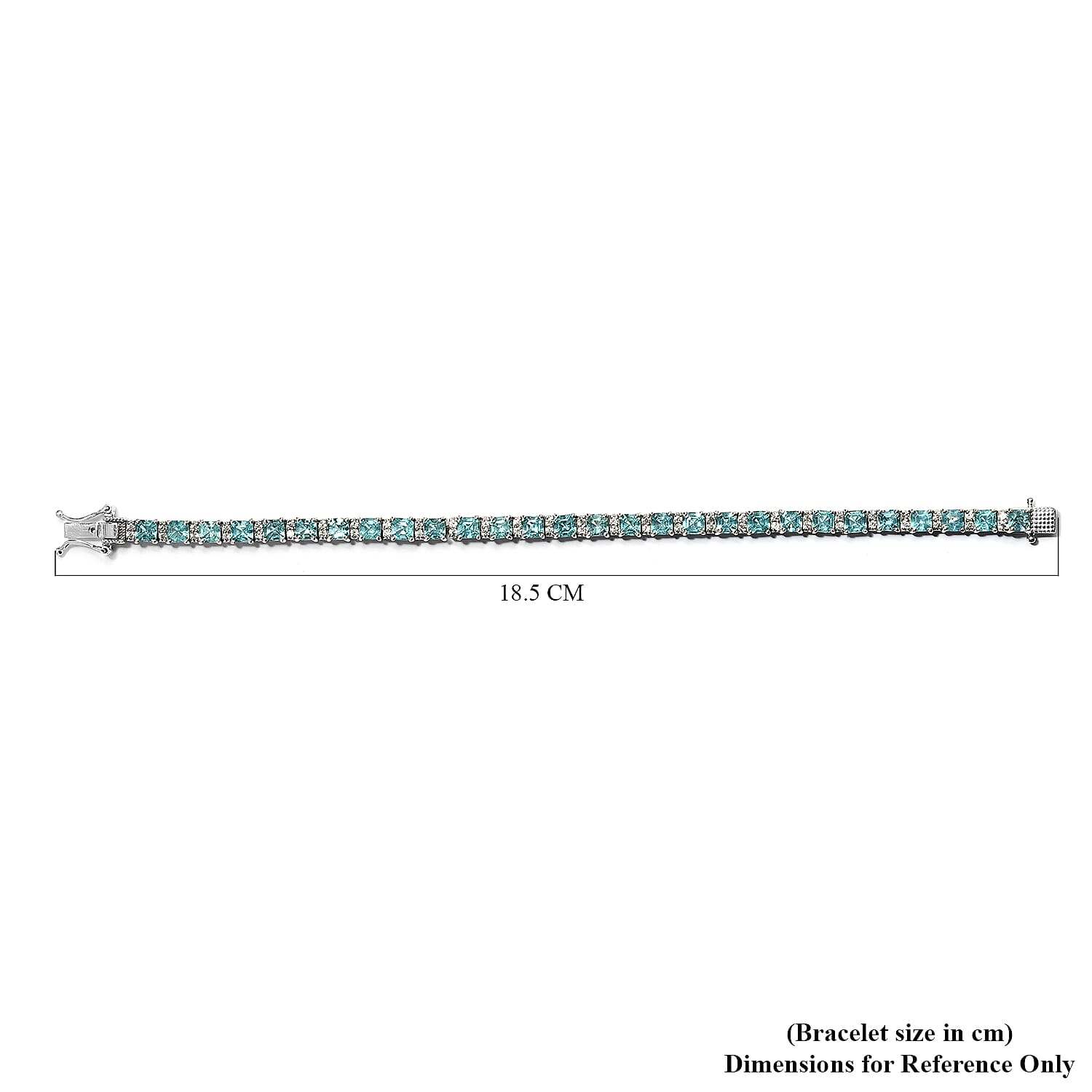 Monster Deal - Paraiba Apatite (Asscher Cut), Natural Cambodian Zircon Bracelet (Size 7) in Sterling Silver 10.78 Ct,  Silver Wt. 11.34 Gms