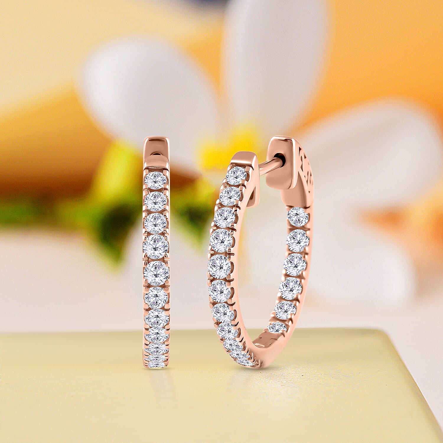 NY Close Out - 9K Yellow Gold Diamond (I1-G-H) Hoop Earrings 1.00 Ct, Gold Wt 4.00 Gms