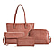 4 Piece Set - PASSAGE Croc Embossed Tote Bag, Crossbody Bag, Clutch Bag and Wallet - Nude Pink