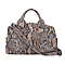 LA MAREY Genuine Leather Snake Print Convertible Bag with Long Strap - Grey