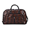 Croc Pattern Middle Travel Bag with Shoulder Strap - Brown
