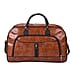 Croc Pattern Middle Travel Bag with Shoulder Strap - Tan