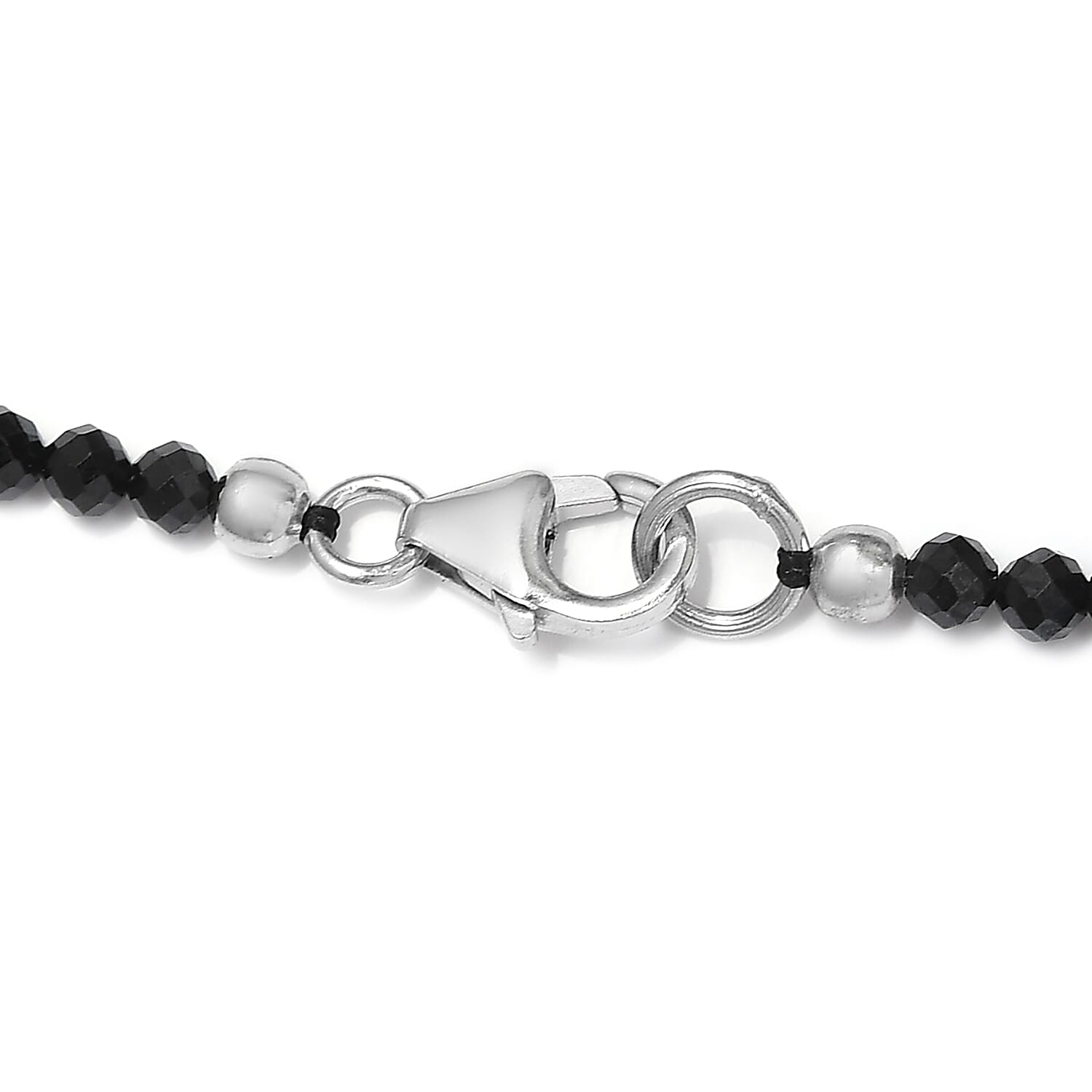 Black Spinel Necklace (Size - 18) with Lobster Clasp in Sterling Silver