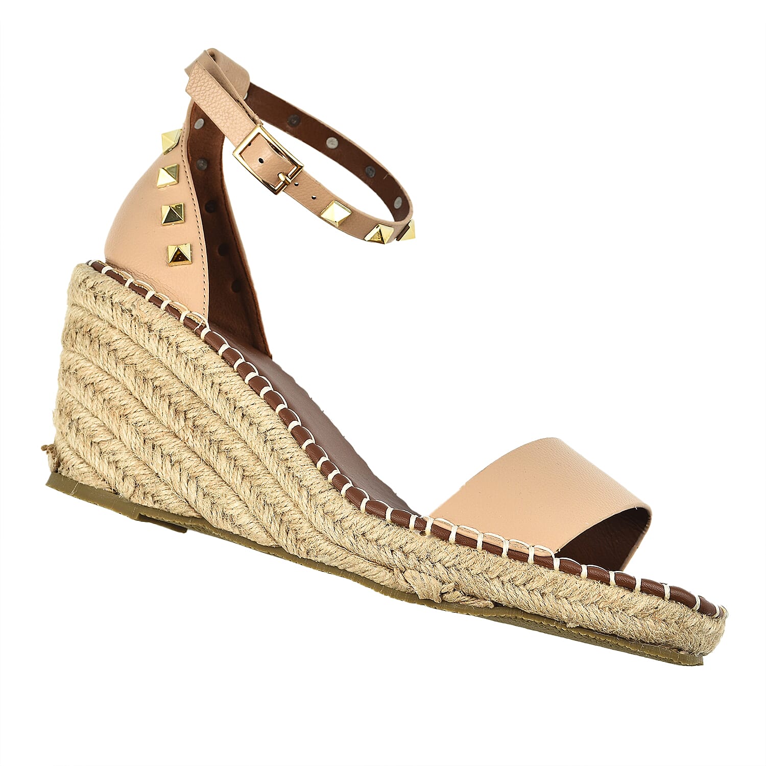 Studded Espadrille Wedge Heels (Size 3) - Black