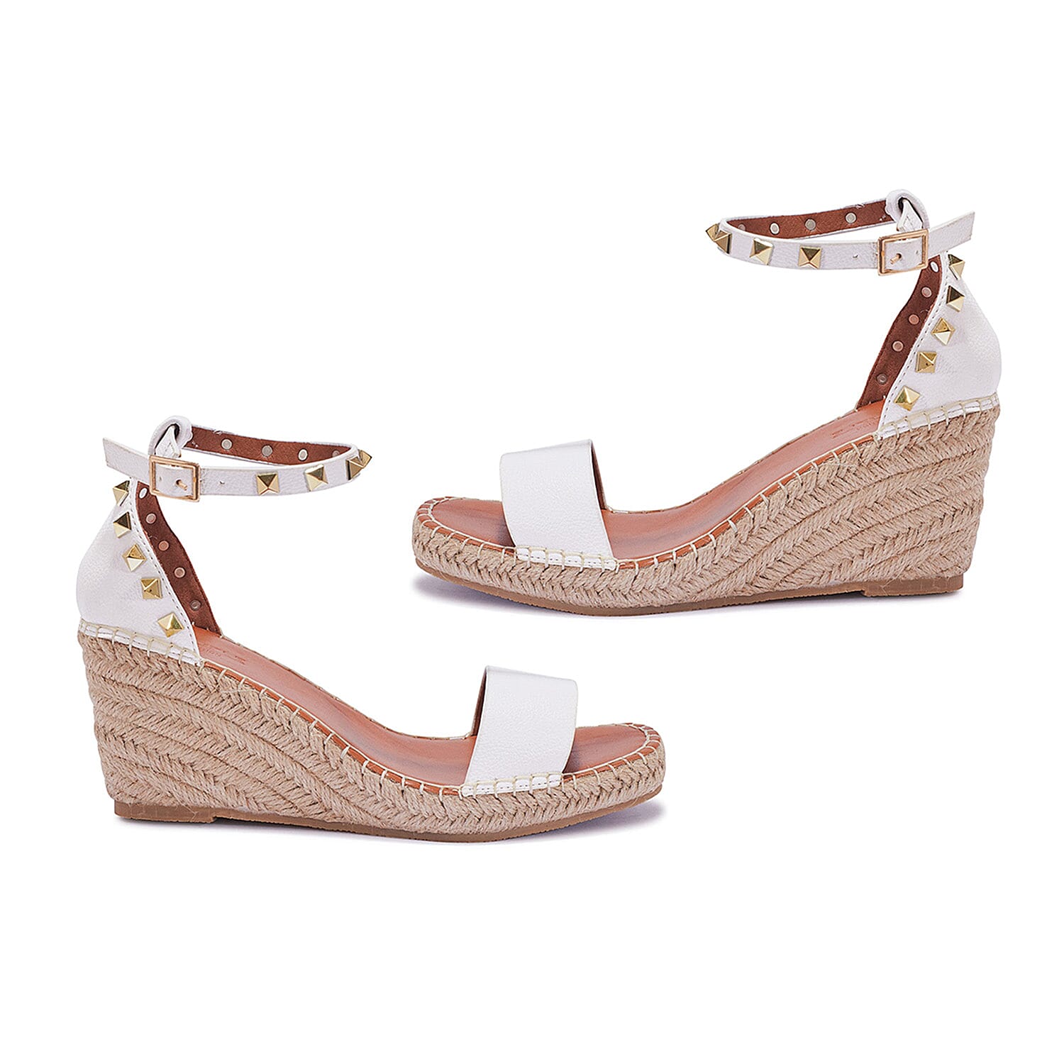 Studded Espadrille Wedge Heels (Size 3) - Black