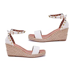 Studded Espadrille Wedge Heels (Size 3) - Black