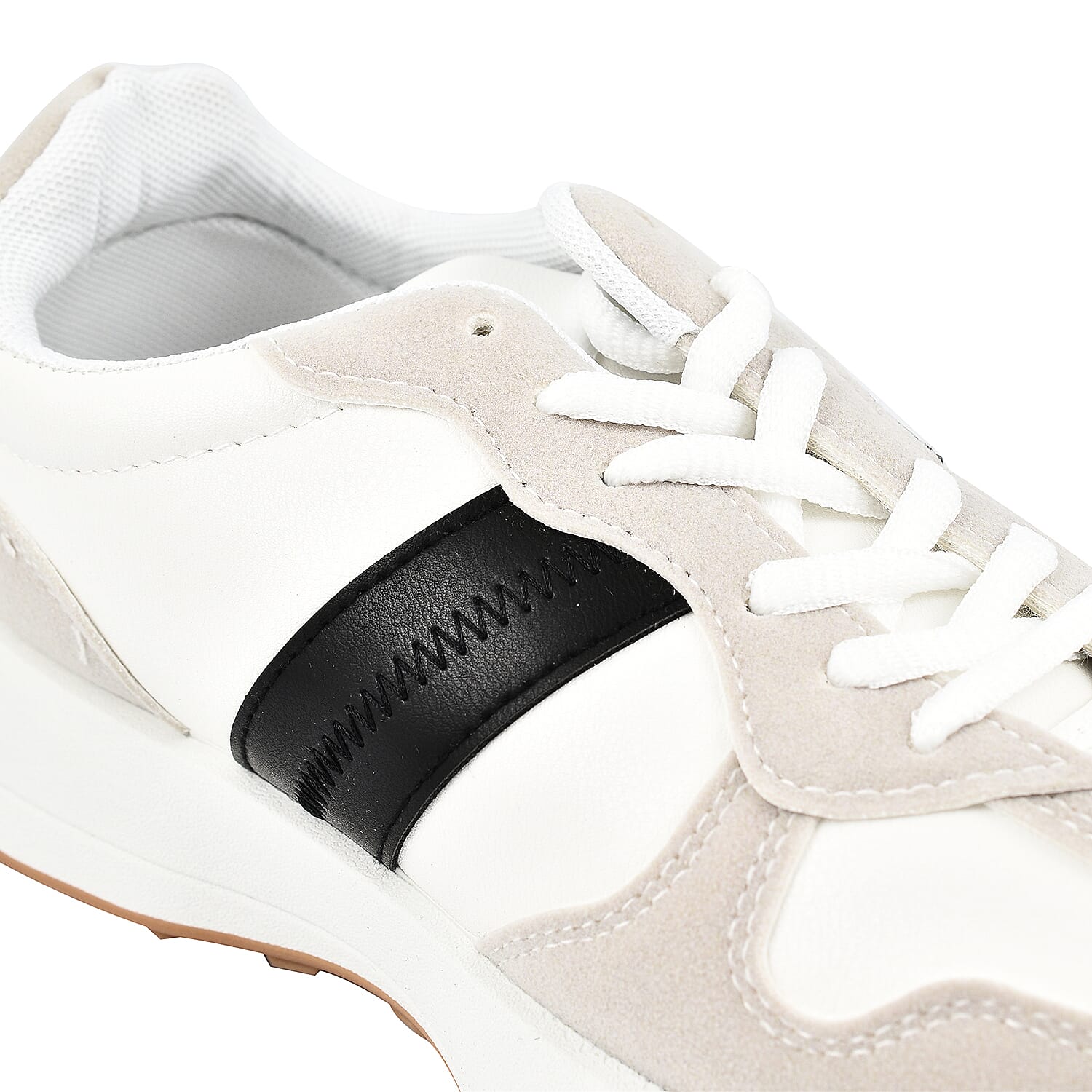 Stripe Detail Lace Up Trainers - Black & White