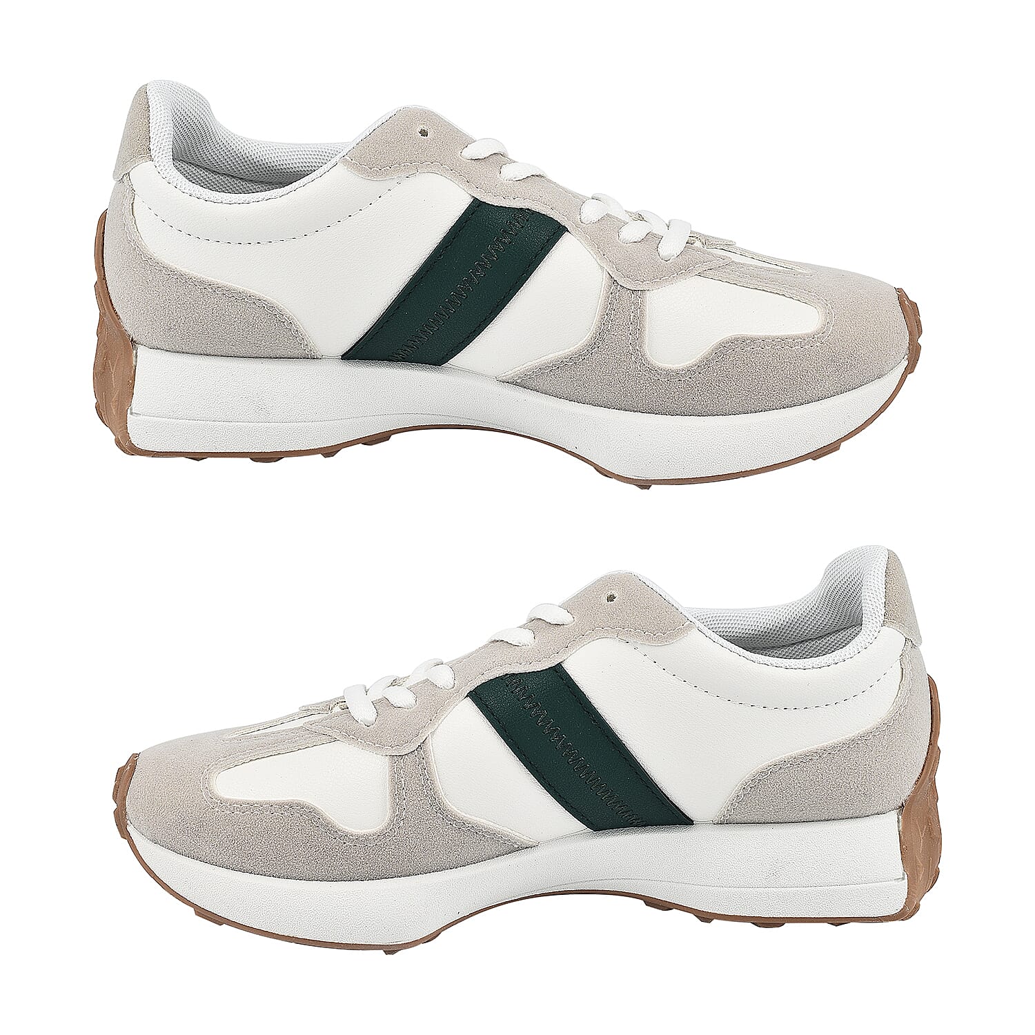 Stripe Detail Lace Up Trainers - Black & White