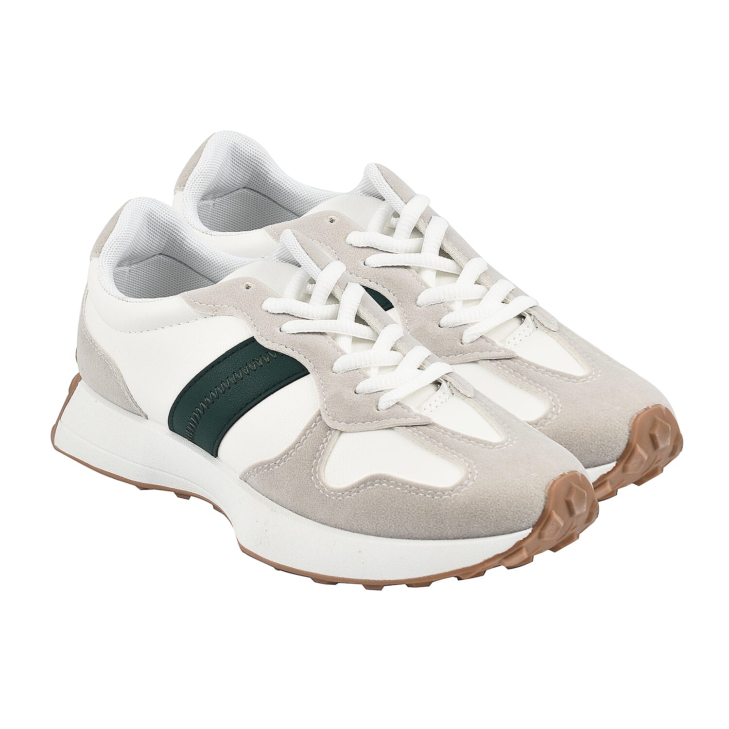 Stripe Detail Lace Up Trainers - Black & White