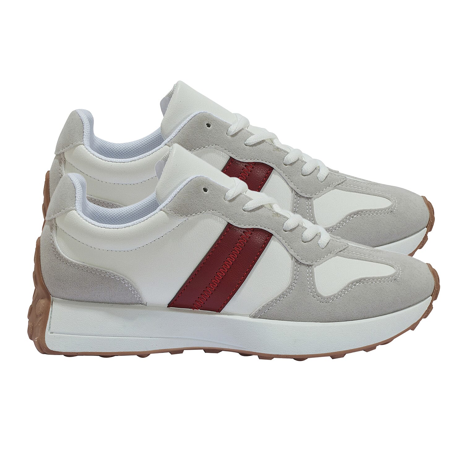 Stripe Detail Lace Up Trainers - Black & White