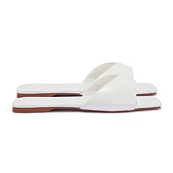 Square Toe Front Flat Mule Sliders - Black