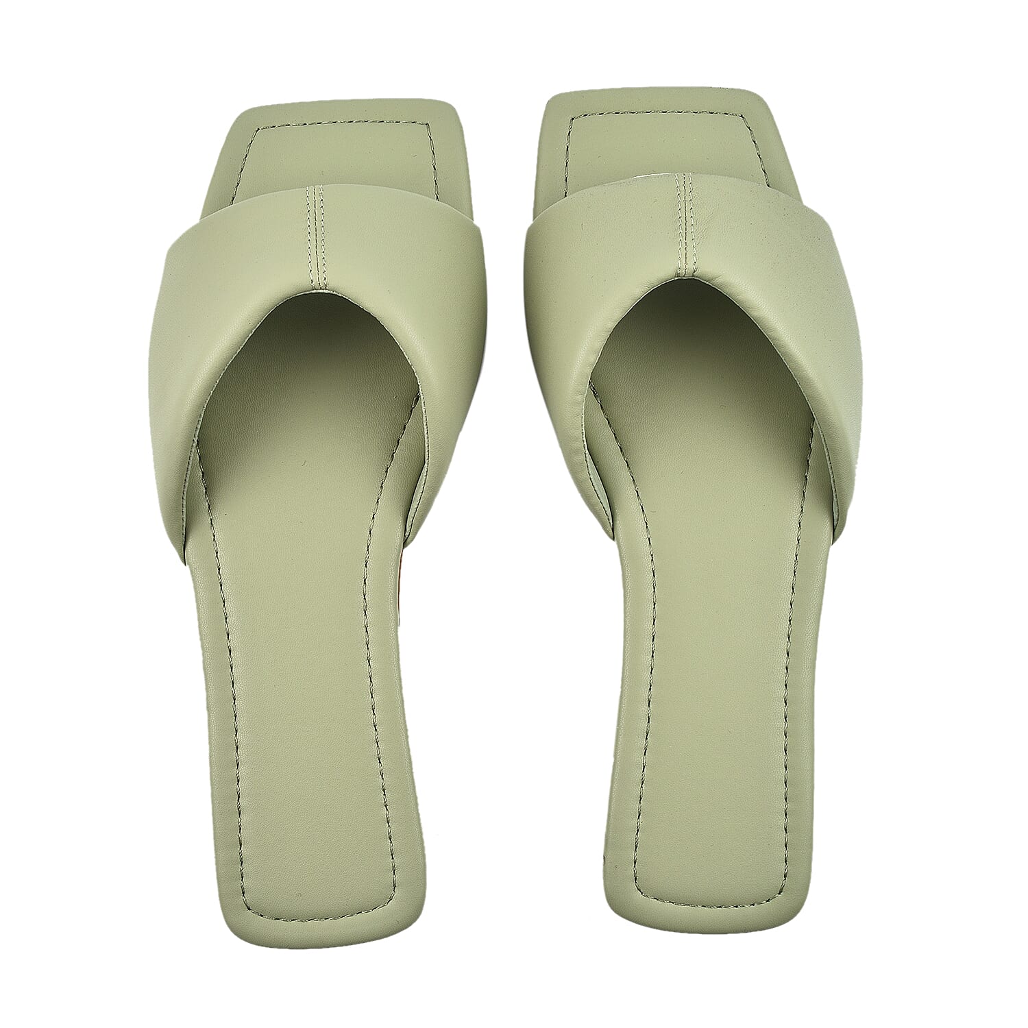 Square Toe Front Flat Mule Sliders - Black