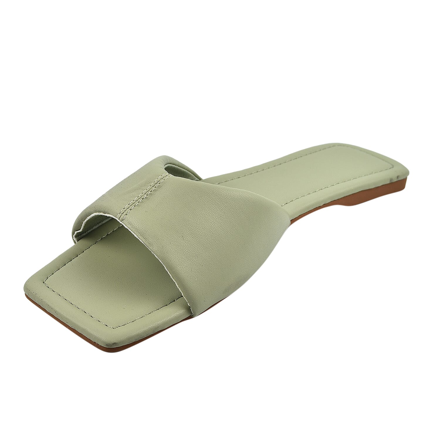 Square Toe Front Flat Mule Sliders - Black