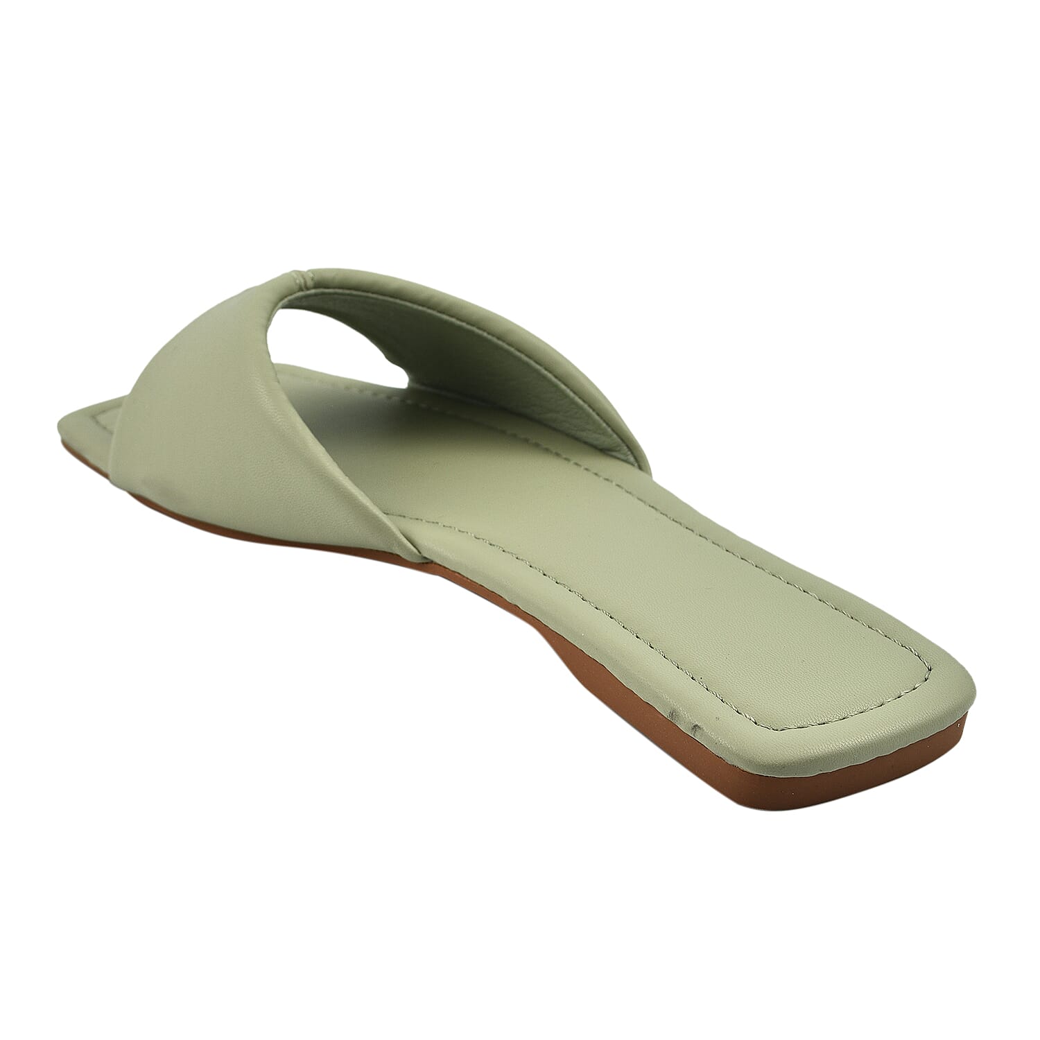 Square Toe Front Flat Mule Sliders - Black