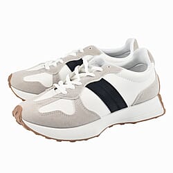 Stripe Detail Lace Up Trainers (Size 3) - Black & White