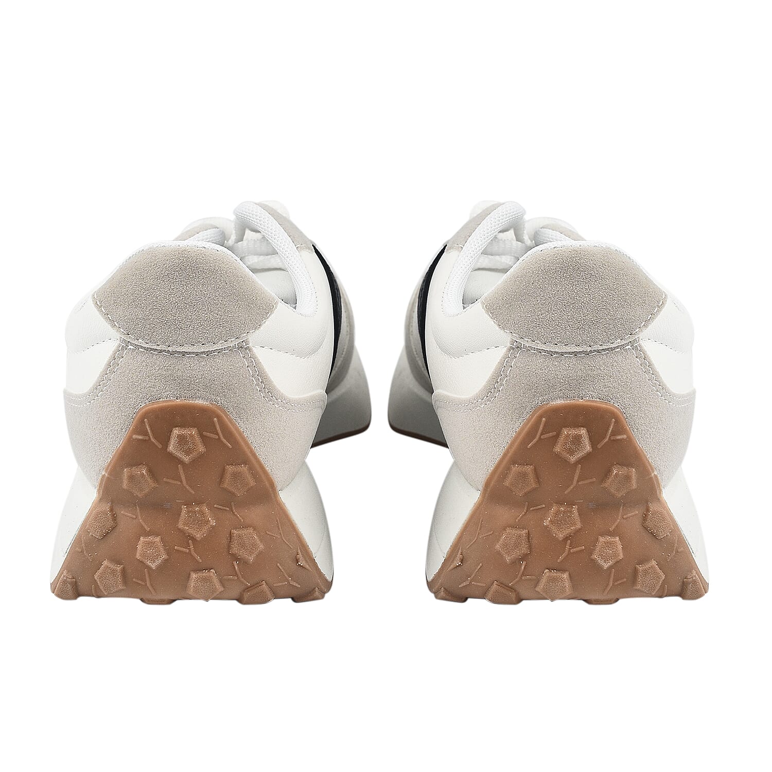 Stripe Detail Lace Up Trainers - Black & White