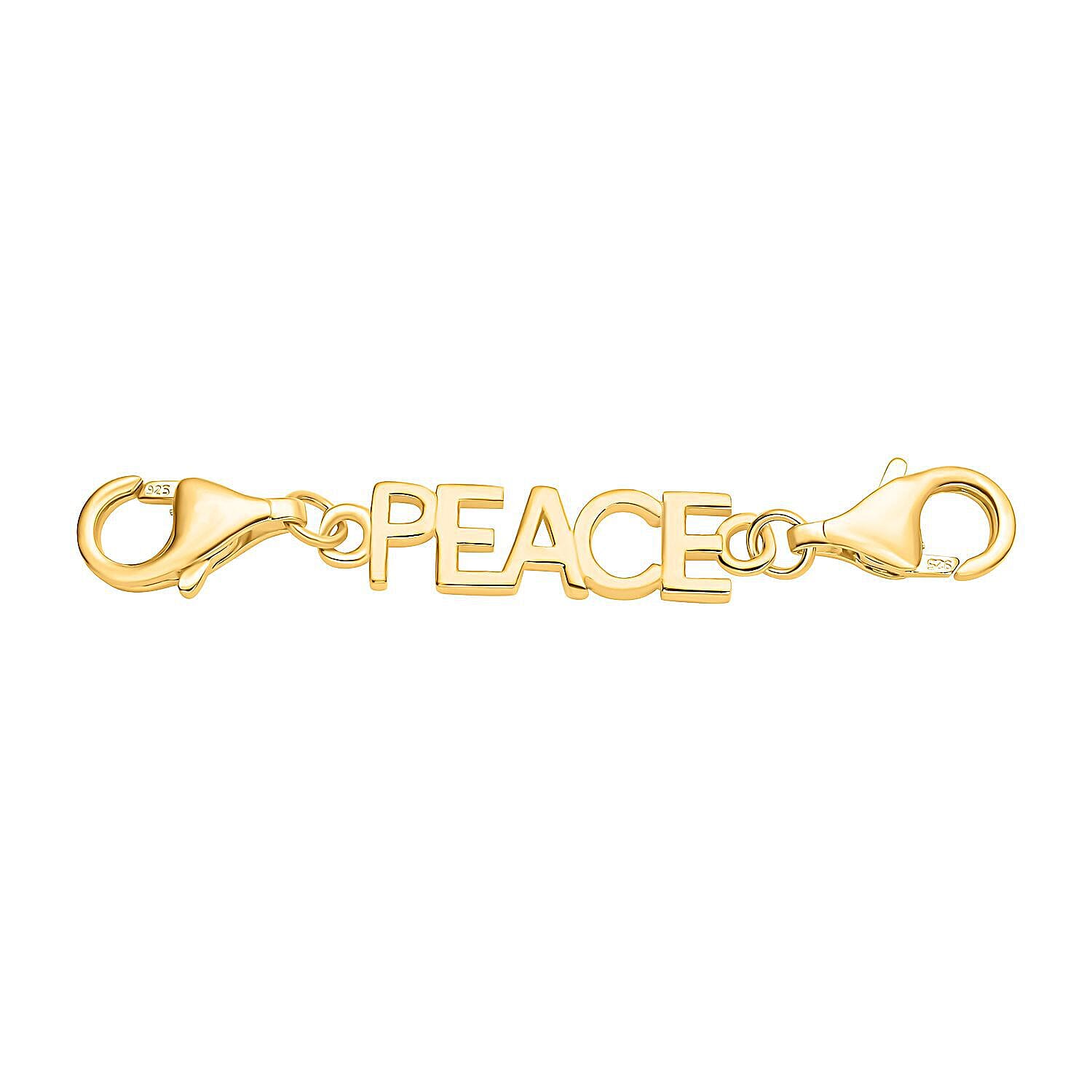 Yellow Gold Overlsy Sterling Silver PEACE Lobster Lock (Both Sides)