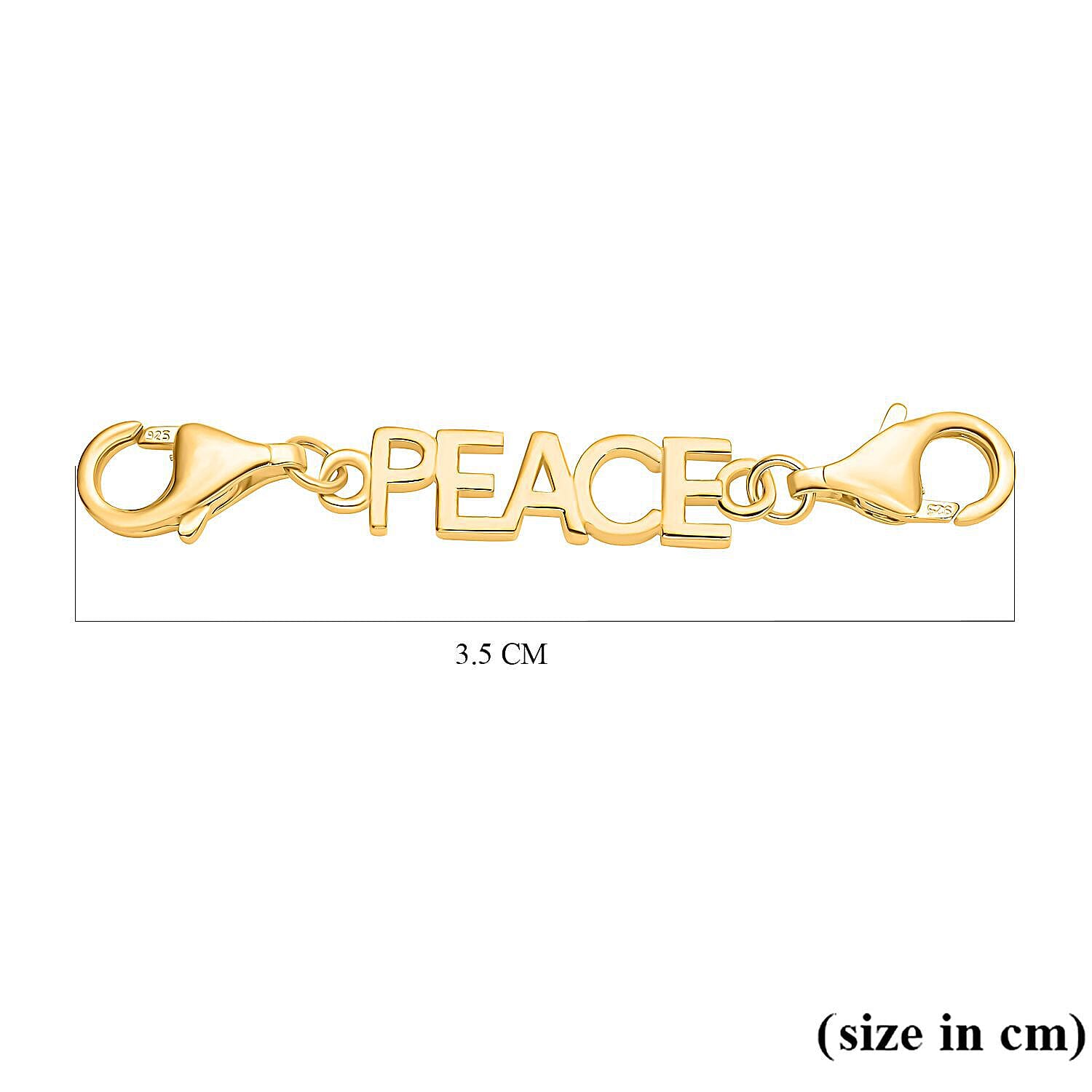 Yellow Gold Overlsy Sterling Silver PEACE Lobster Lock (Both Sides)