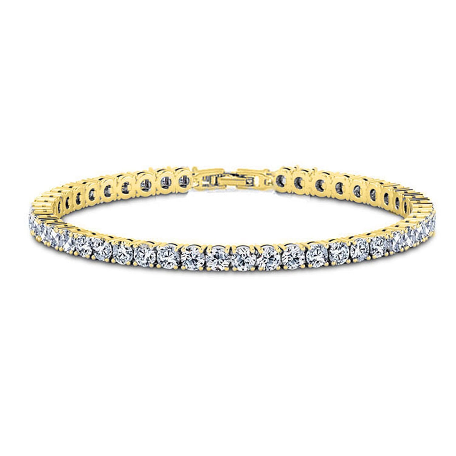 NY Close Out Deal - Cubic Zirconia Simulated Diamond Tennis Bracelet (Size 7.5) in Yellow Gold Tone 11.00 Ct.