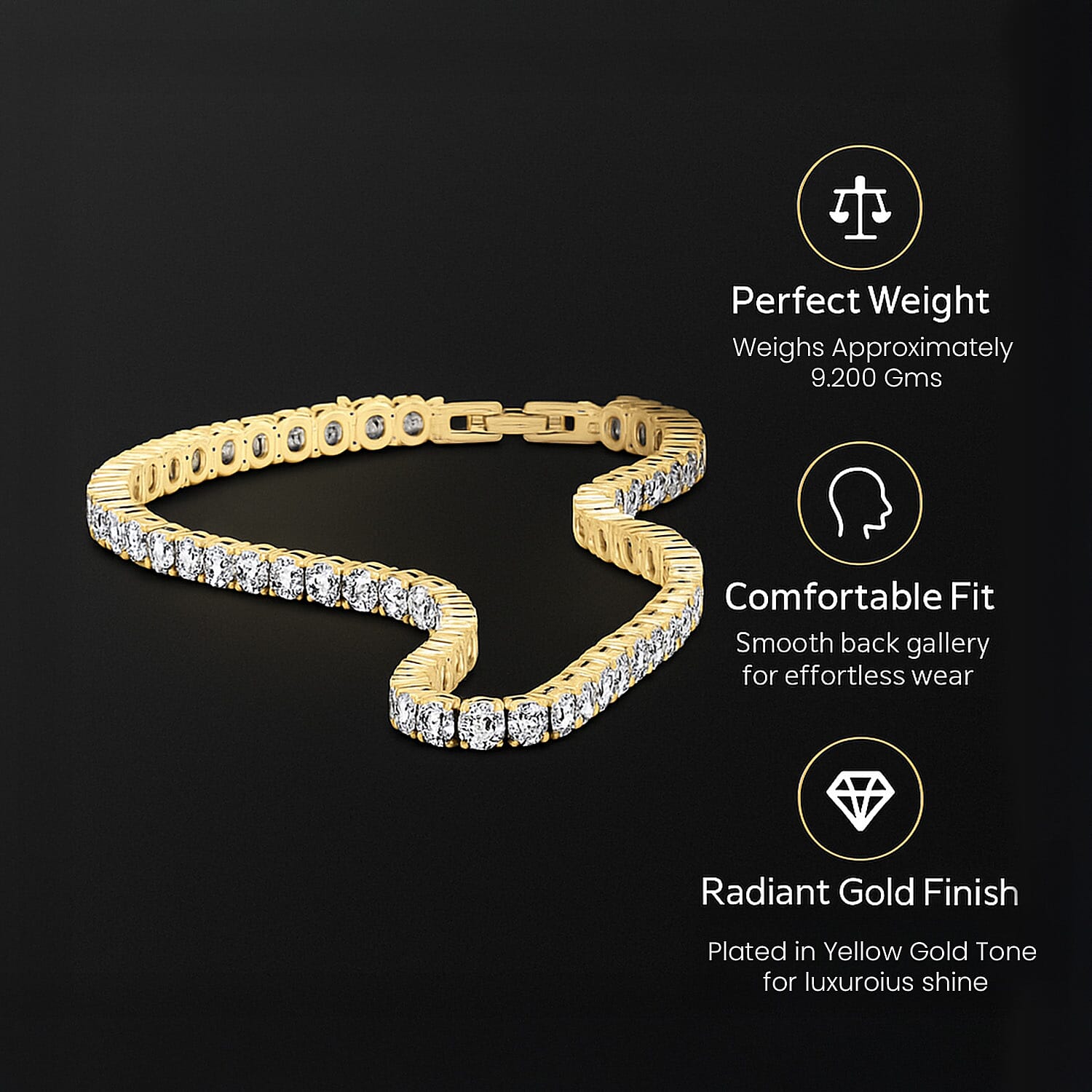 NY Close Out Deal - Cubic Zirconia Simulated Diamond Tennis Bracelet (Size 7.5) in Yellow Gold Tone 11.00 Ct.