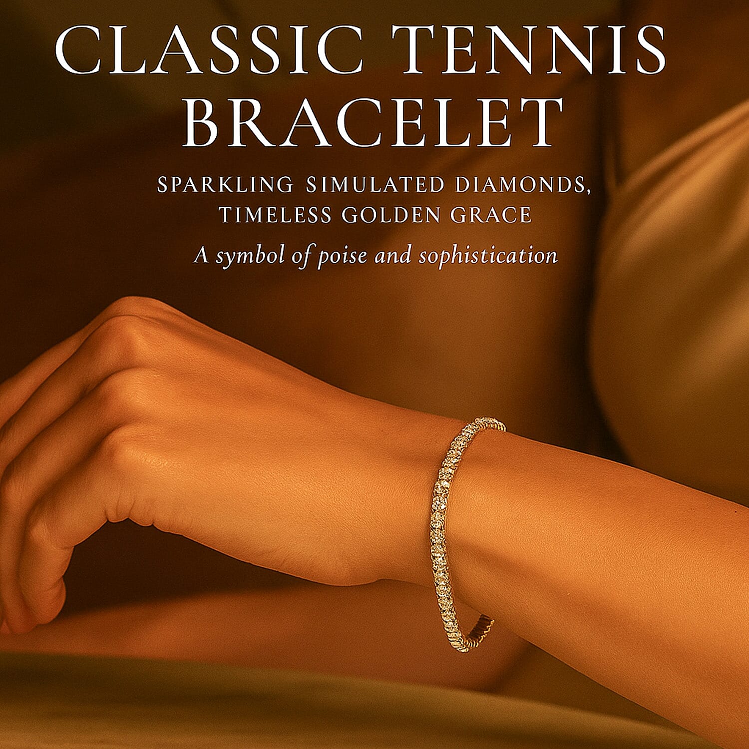 NY Close Out Deal - Cubic Zirconia Simulated Diamond Tennis Bracelet (Size 7.5) in Yellow Gold Tone 11.00 Ct.