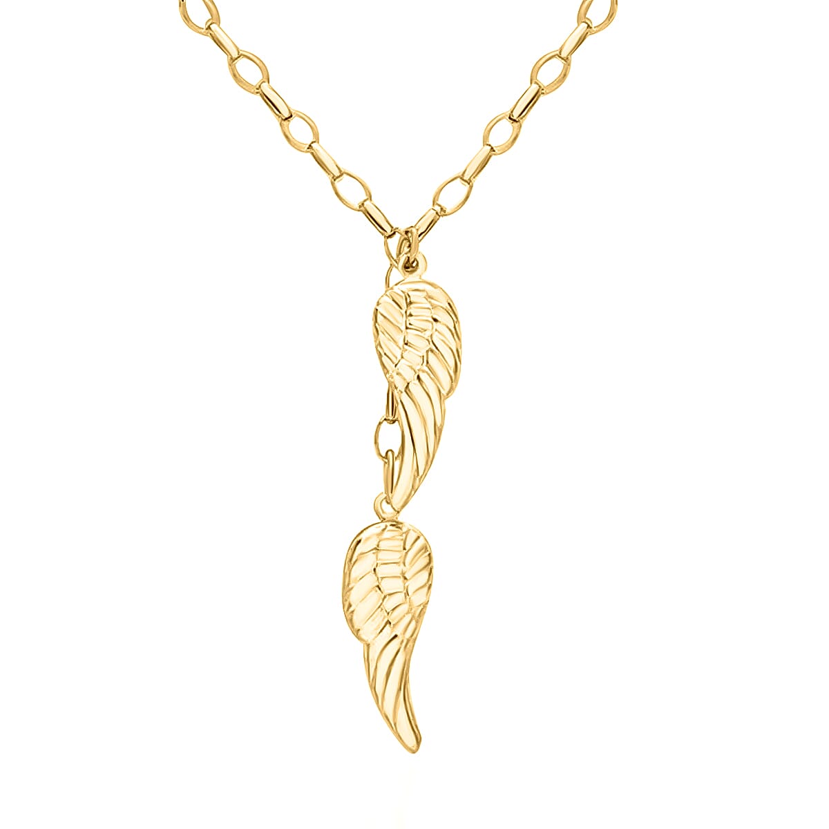 9K Yellow Gold Angel Wings Necklace (Size - 18) with Lobster, Gold Wt. 3.40 Gms