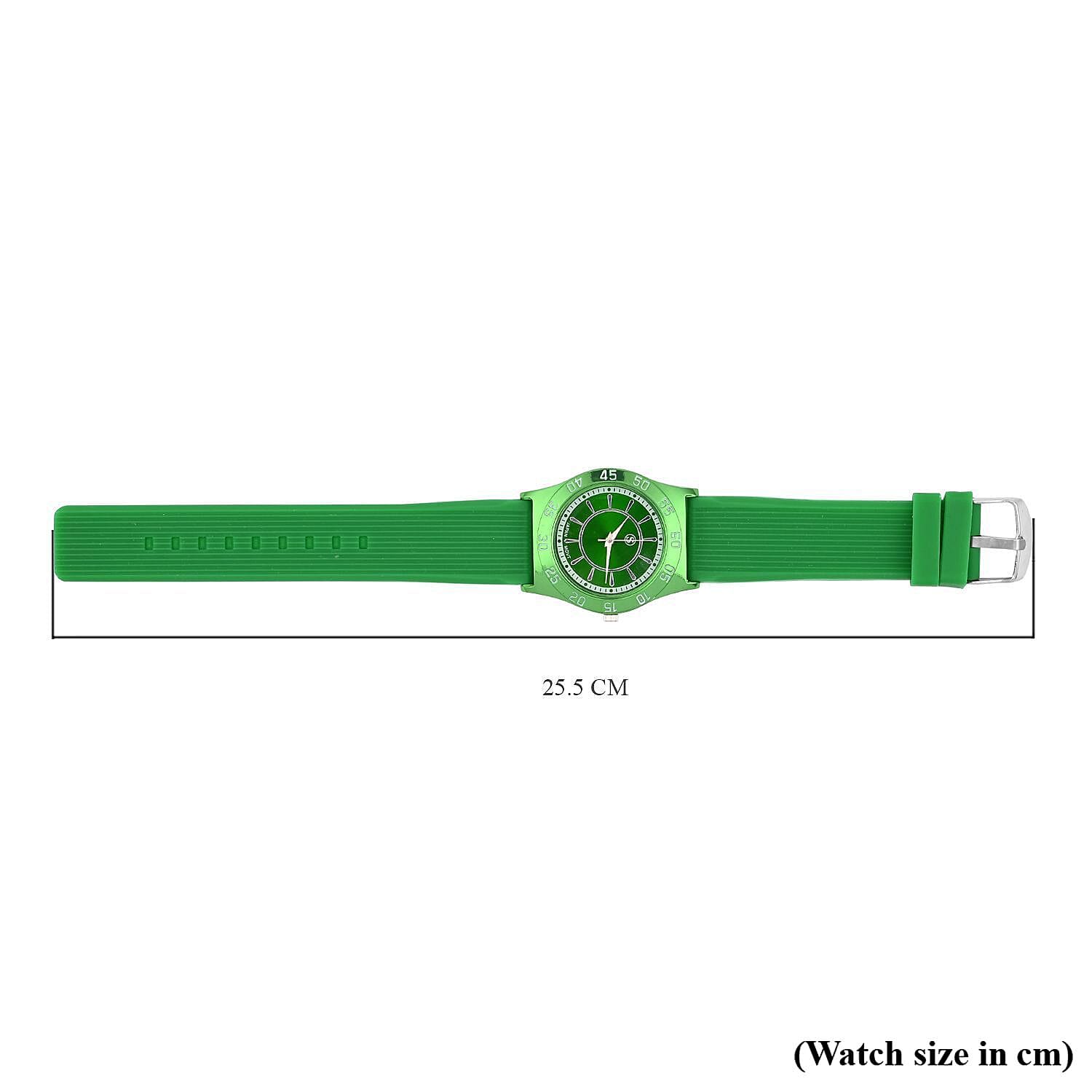 STRADA Japanese Movement Green Sunshine Dial Water Resistant Watch with Green Silicon Strap