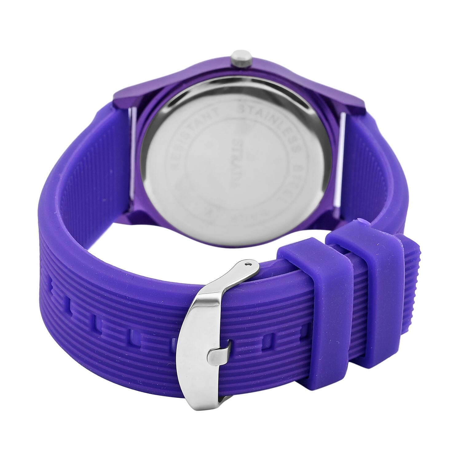 STRADA Japanese Movement Purple Sunshine Dial Water Resistant Watch with Purple Silicon Strap