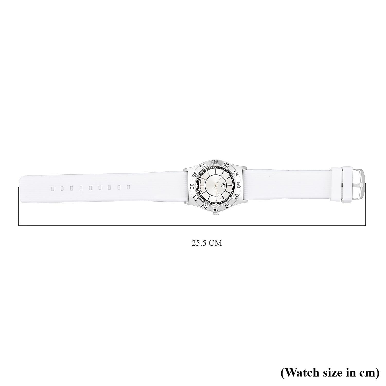 STRADA Japanese Movement White Sunshine Dial Water Resistant Watch with White Silicon Strap