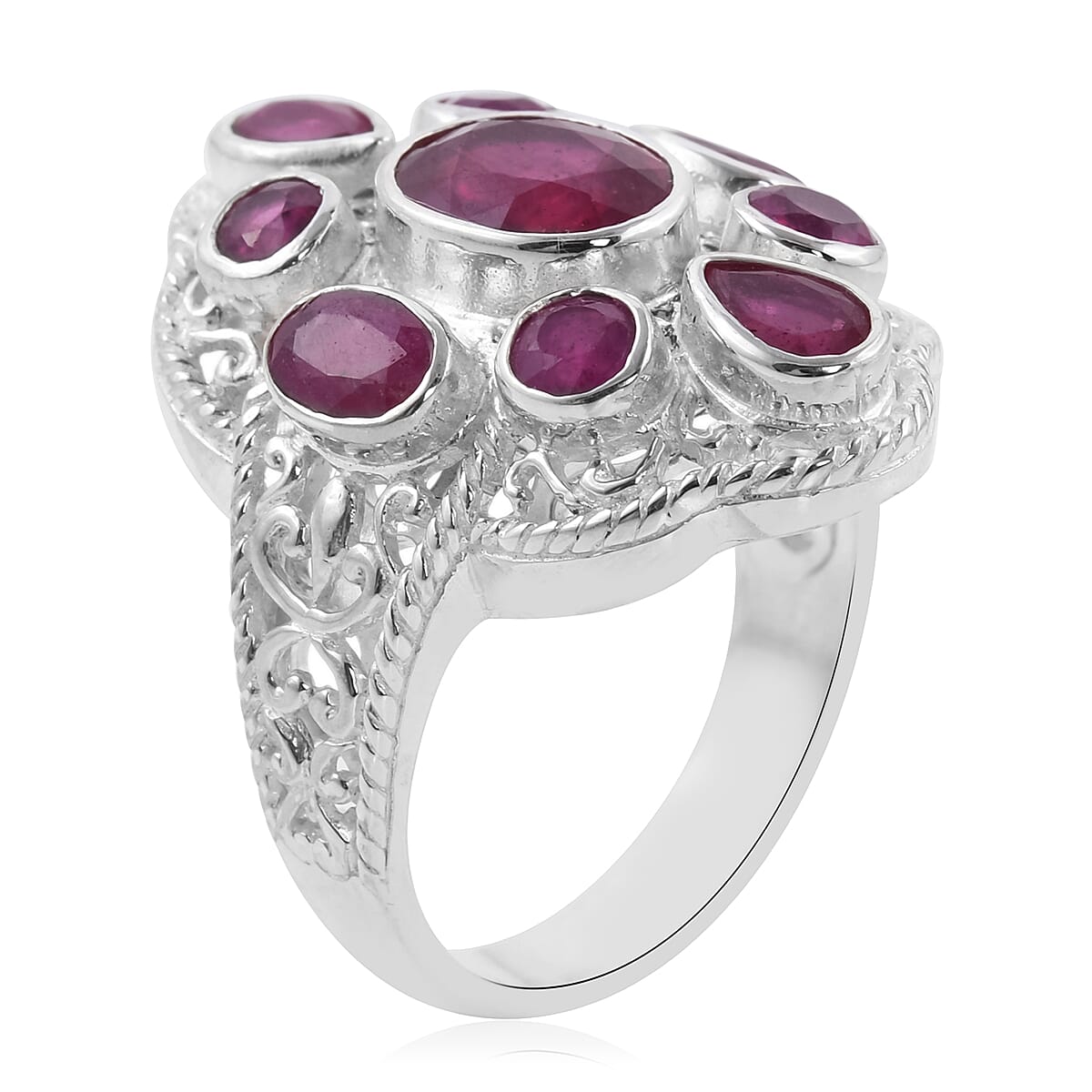 African Ruby Ring in Sterling Silver 6.27 Ct, Silver Wt 7.50 Gms