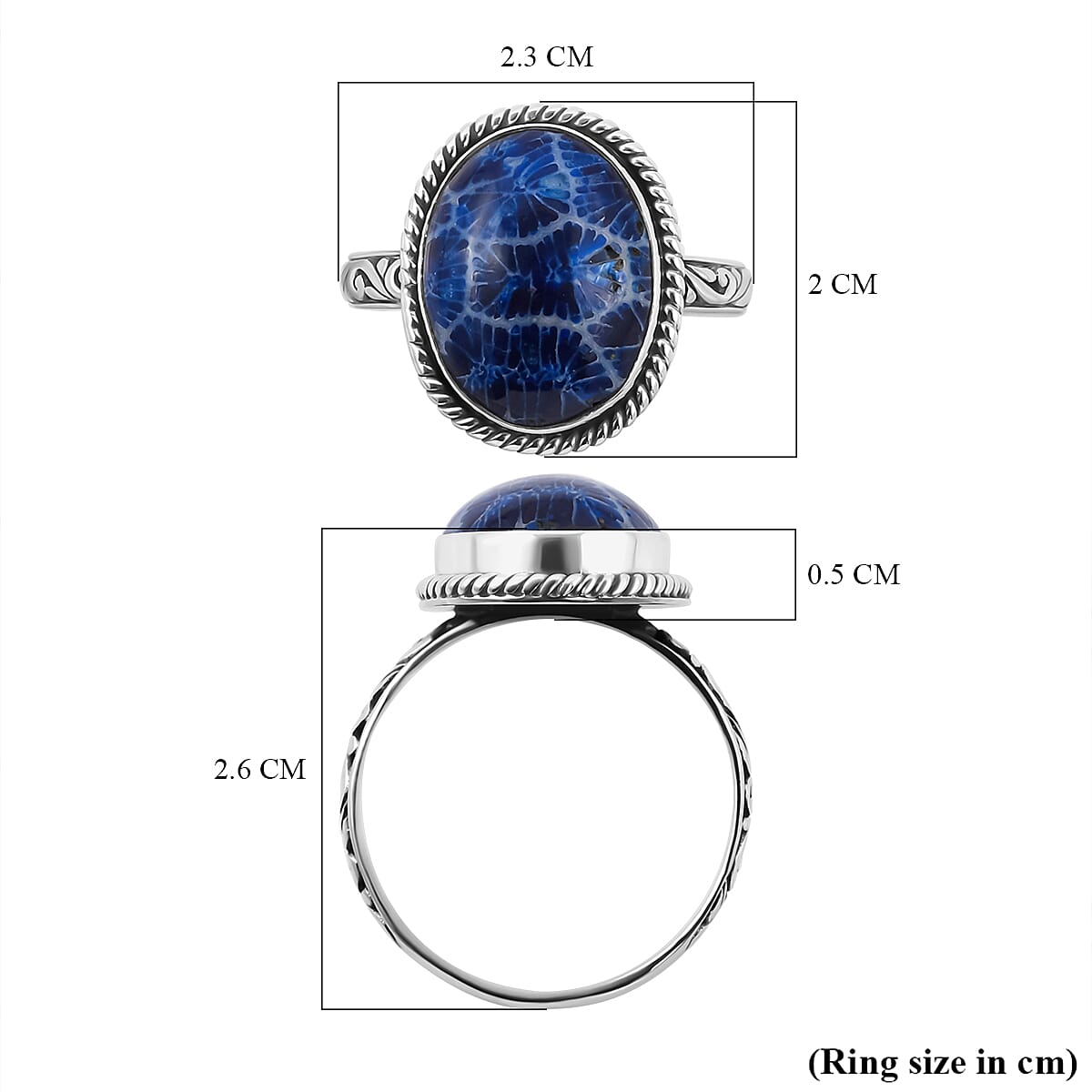 Bali Legacy Collection - Blue Coral Ring in Sterling Silver