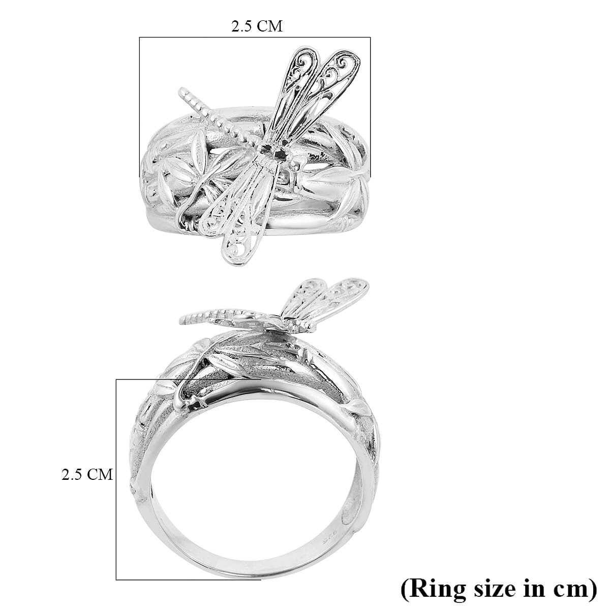 Royal Bali Collection - Sterling Silver Dragonfly Ring, Silver Wt. 6.40 Gms