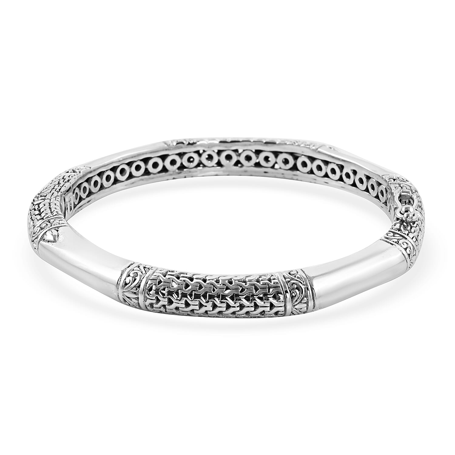 JCK Vegas Close Out - Designer Inspired Sterling Silver Bangle (Size 7.5), Silver Wt 25.78 Gms.