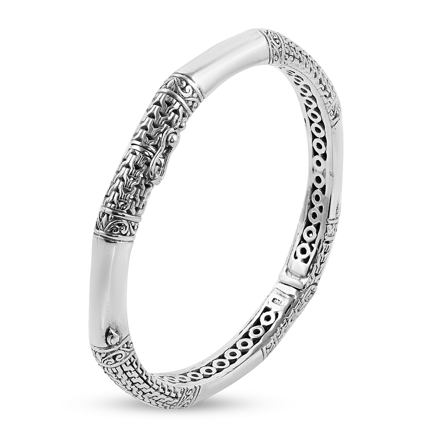 JCK Vegas Close Out - Designer Inspired Sterling Silver Bangle (Size 7.5), Silver Wt 25.78 Gms.