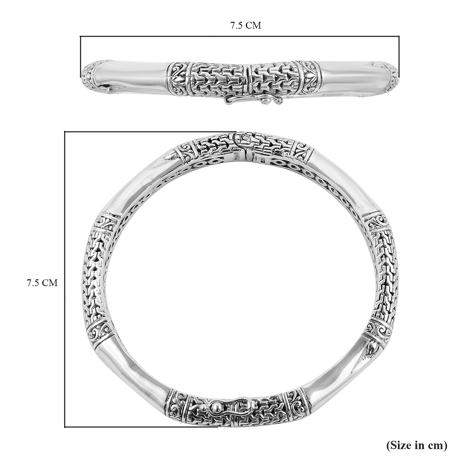 JCK Vegas Close Out - Designer Inspired Sterling Silver Bangle (Size 7.5), Silver Wt 25.78 Gms.