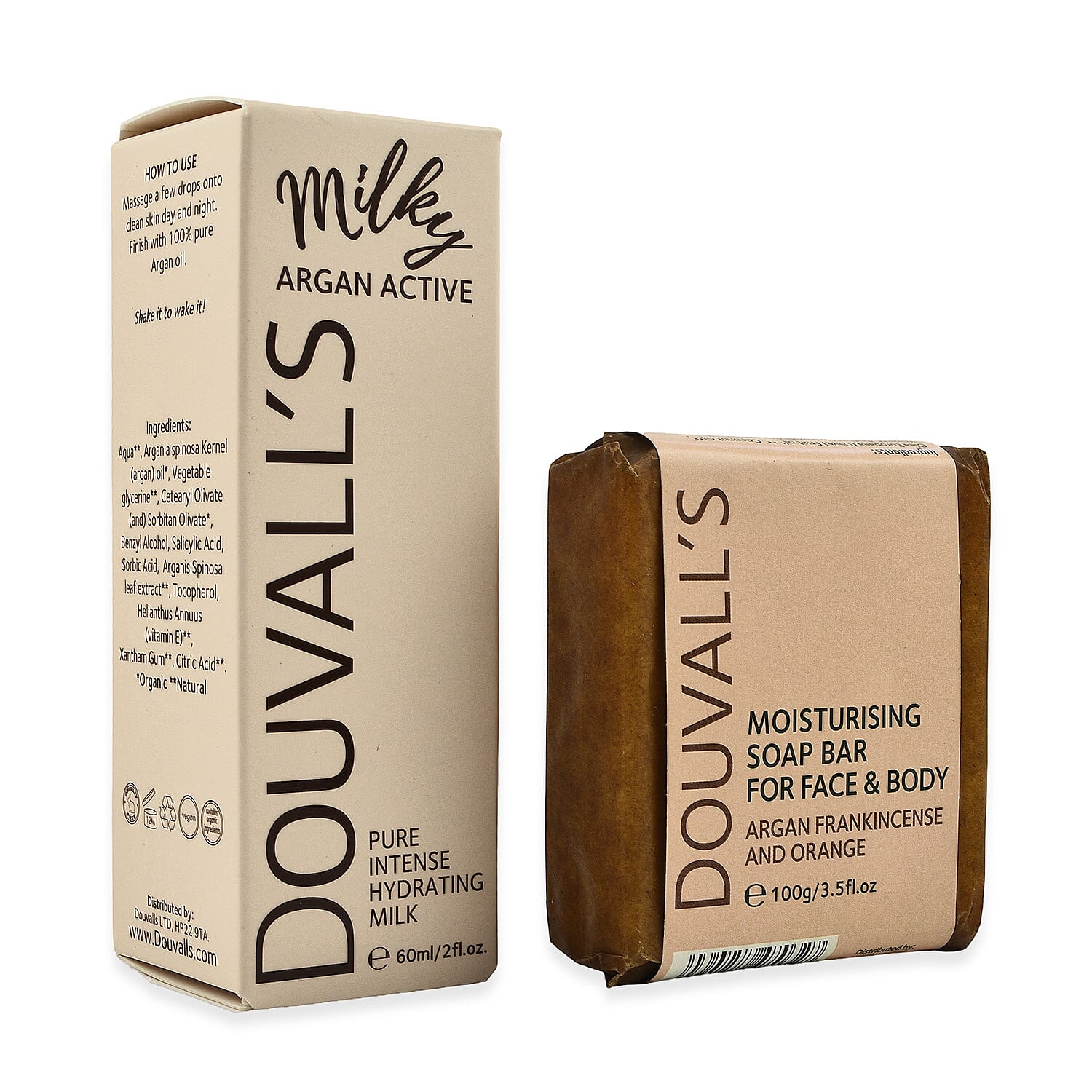 Douvalls- Duo (Incl. Milky Argan Active Moisturiser - 60ml & Douvalls- Argan Soap - 100g)