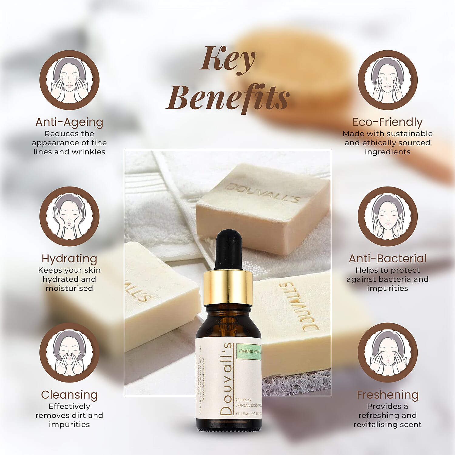 Douvalls- Frankincense Soap - 100g, Douvalls- Citrus Scented Body Oil - 15ml & Douvalls- Soap saver